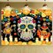 Day of The Dead Backdrop Mexican Fiesta Sugar Skull (Red, Marigold)